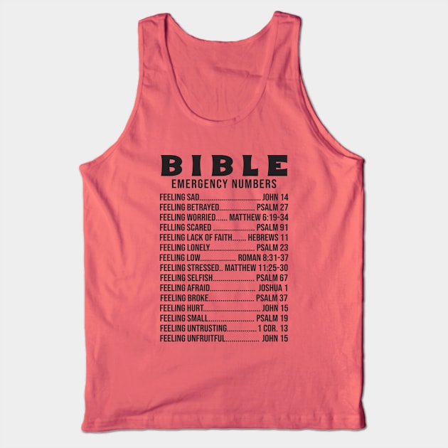 Bible Emergency Numbers Tank Top by ChristianLifeApparel